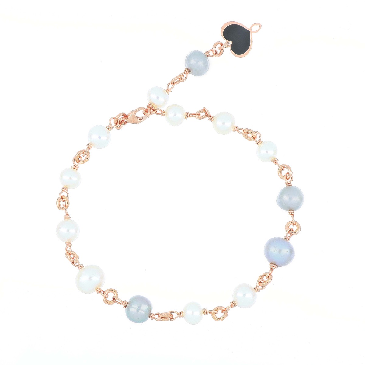 BRACCIALE ROSARIO PERLE BIANCHE E GRIGIE