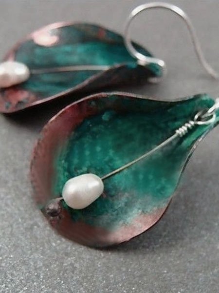    Green Vintage Alloy Earrin...