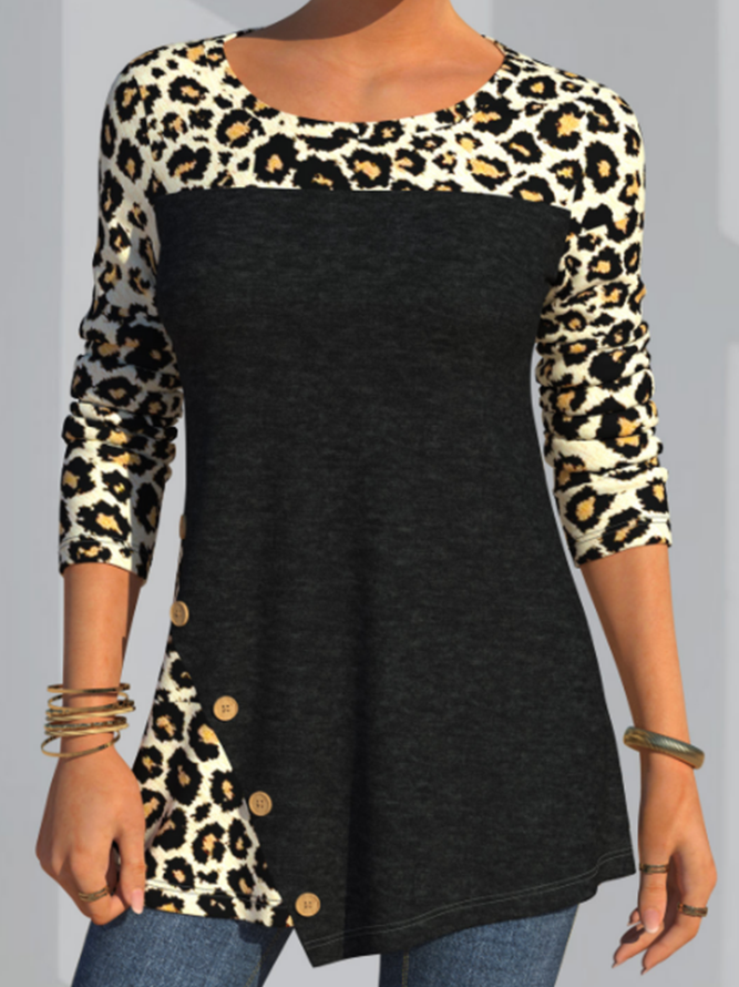 stitched leopard t-shirt t-sh...