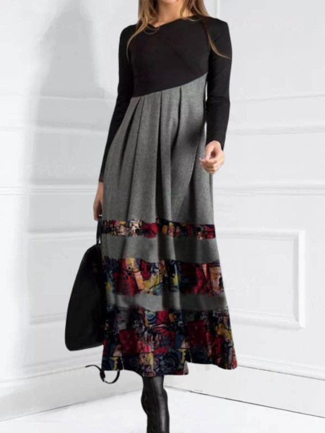 Long Sleeve Cotton-Blend Dres...