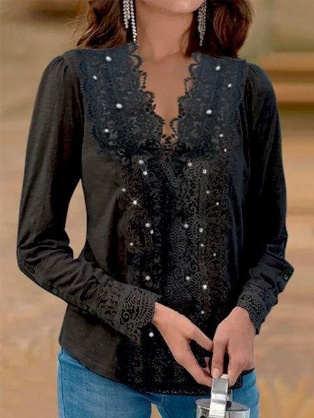 Sexy Loosen V Neck Shirts & T...