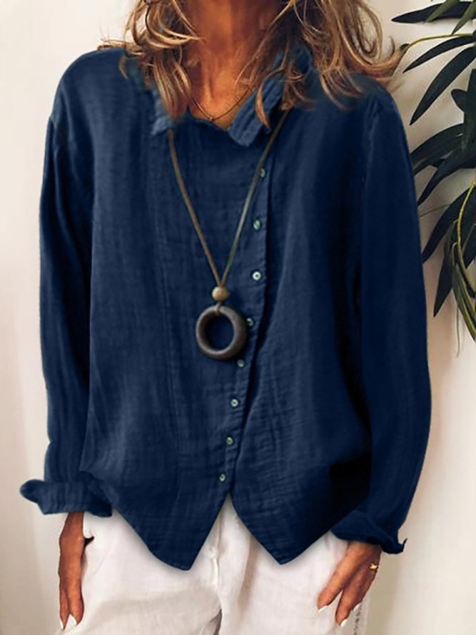 Collar Long Sleeve Shirts & T...