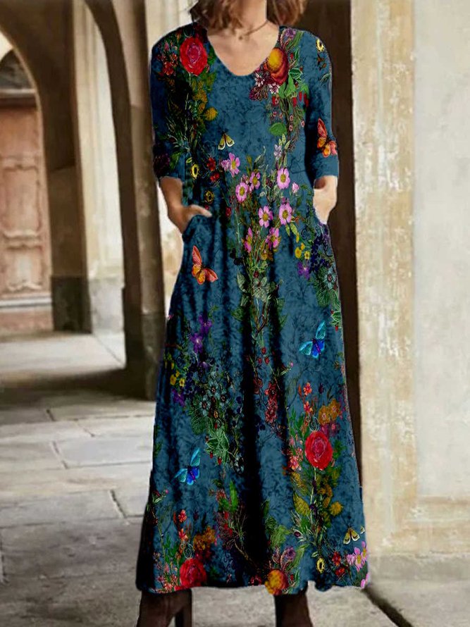 printed long sleeve length Dr...