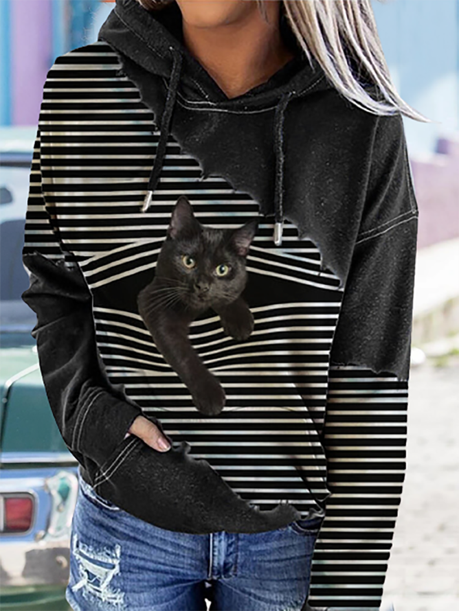 Striped Long Sleeve Hooded Sw...