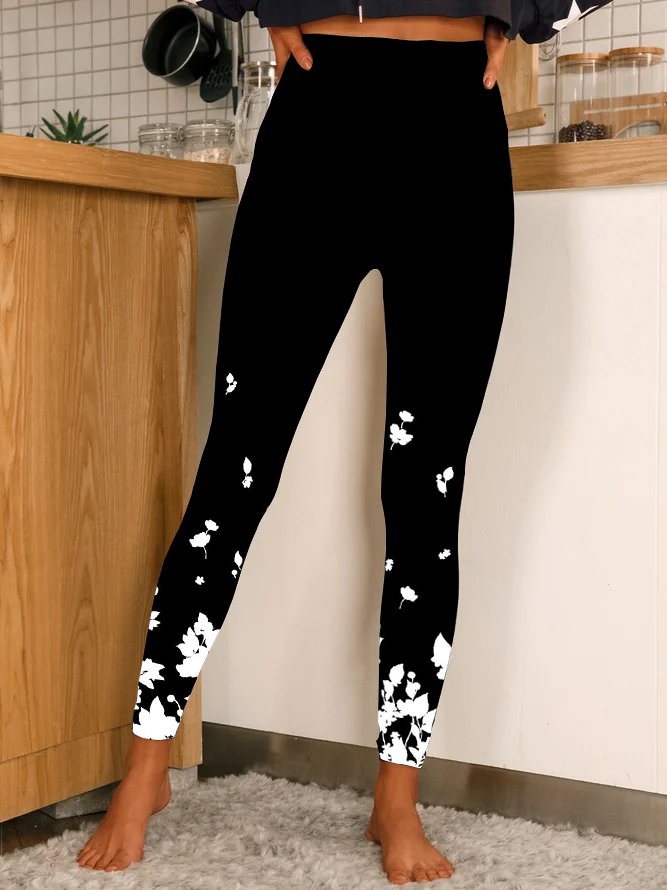Casual Floral Cotton Blends P...