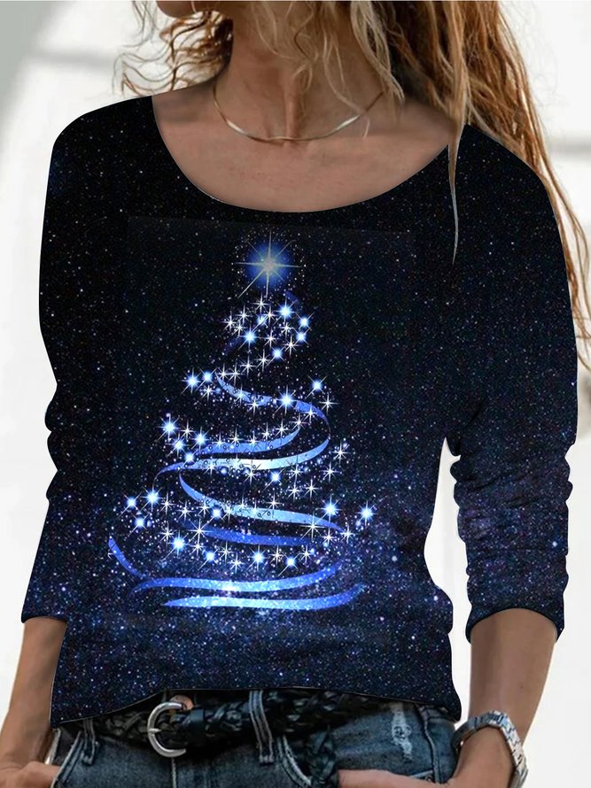 Print lace print top T-shirt ...