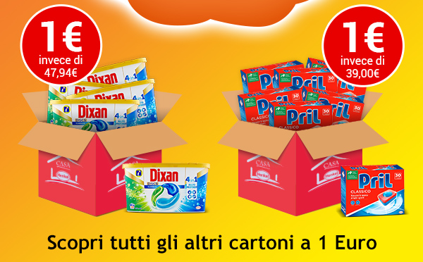 Scegli il tuo cartone a solo 1 euro tra Dixan, Pril, Vernel e tanti altri marchi