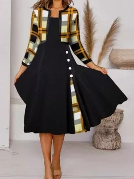 Fake Two Piece Midi A-line Dr...