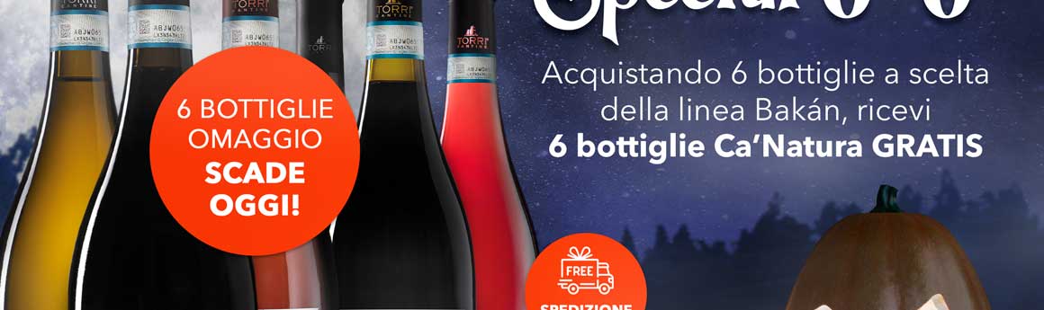 Acquistando 6 bottiglie a scelta della linea Bakán, ricevi 6 bottiglie Ca’Natura