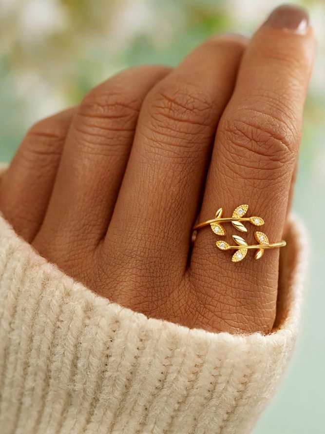 Leaf Cross Rings Alloy Open R...