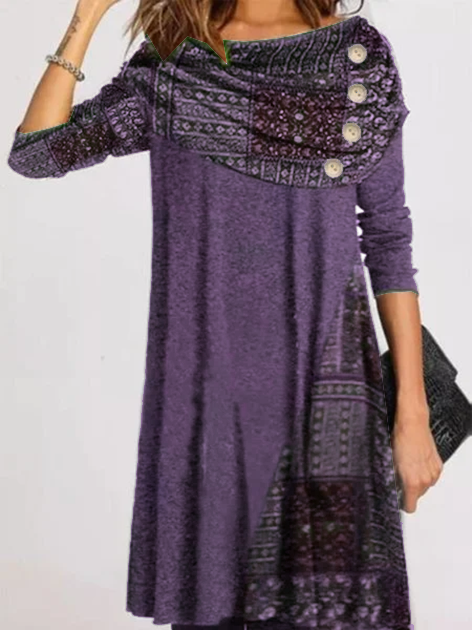 Cotton Casual Long Sleeve Dre...