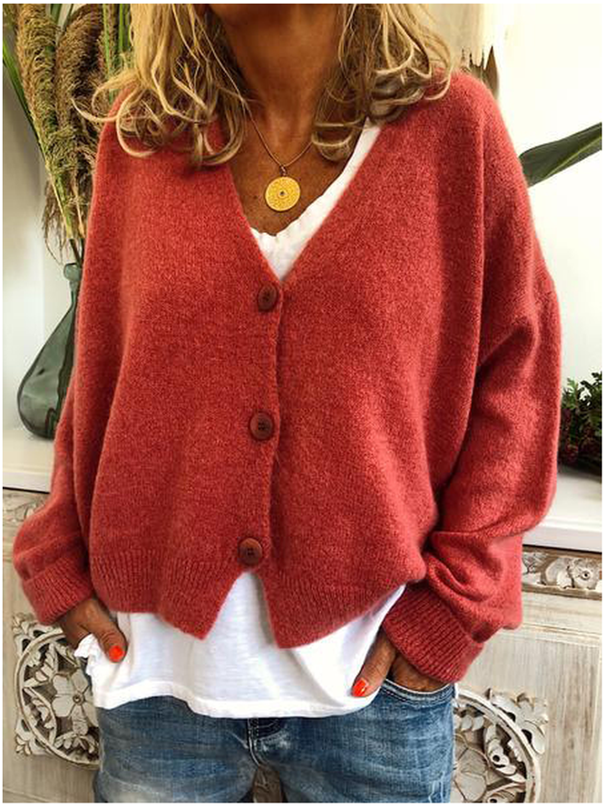 Long Sleeve V-neck Sweater Co...
