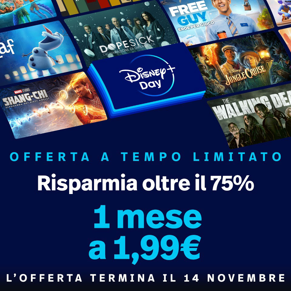 OFFERTA A TEMPO LIMITATO Risparmia oltre il 75% 1 mese a 1,99€ L'OFFERTA TERMINA IL 14 NOVEMBRE