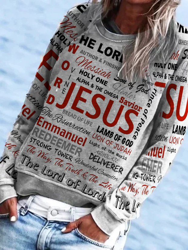 Crew Neck Casual Loosen Sweat...