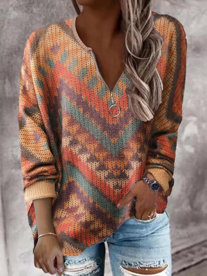 Tribal Casual Zipper Shirts &...