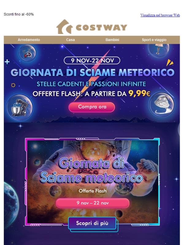 ⚡Costway Offerte Flash da 9,99€ per ogni settimana!✔️