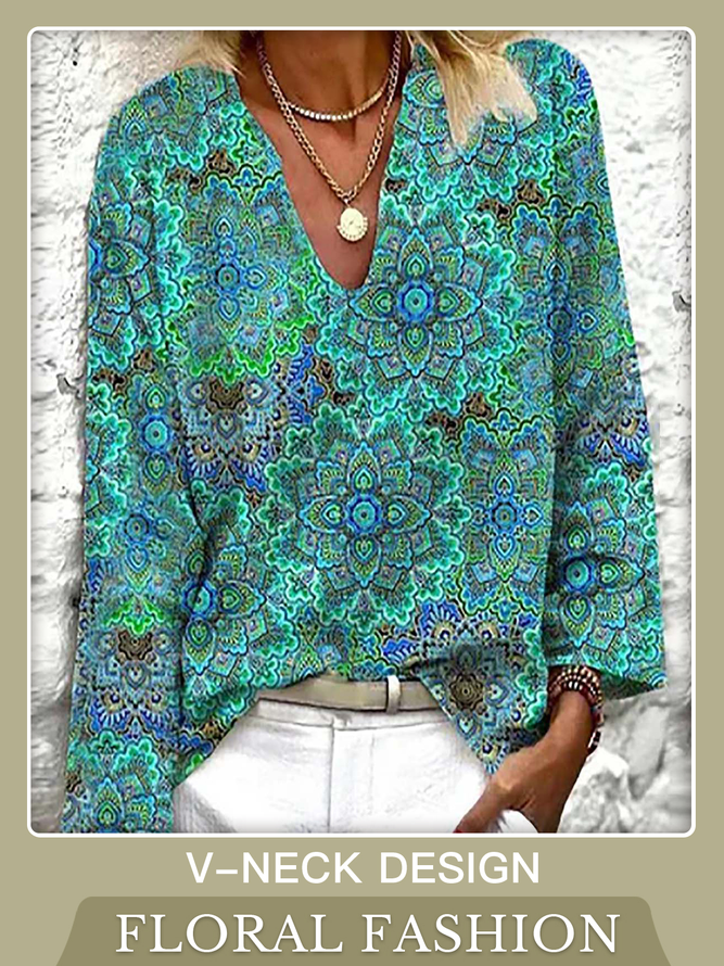 Sleeve V Neck Casual Shirts &...