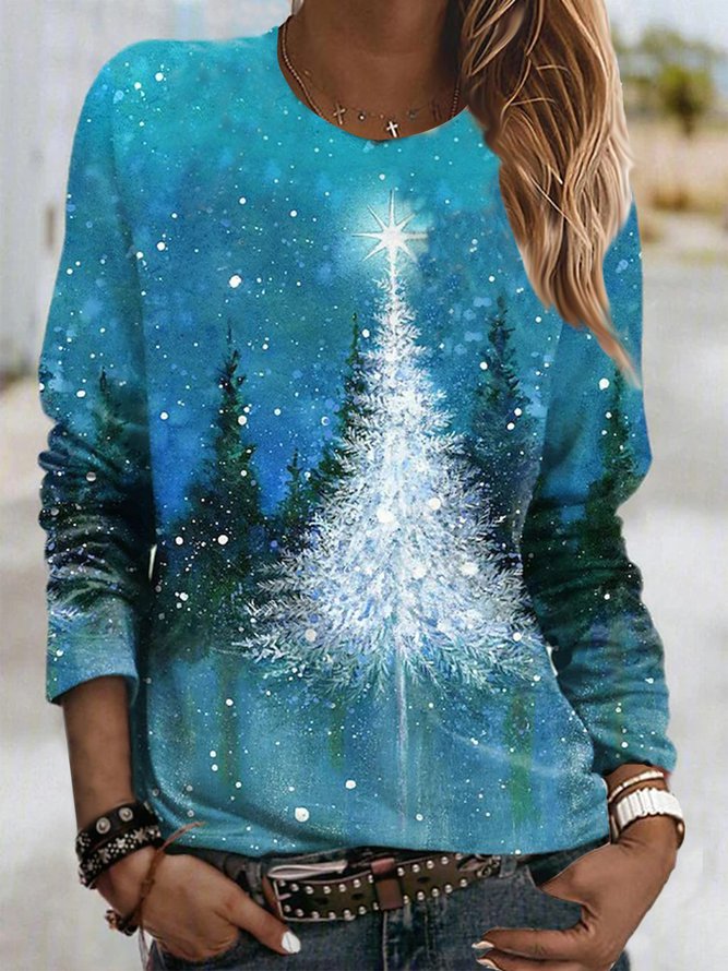 Landscape Print Crew Neck Shi...