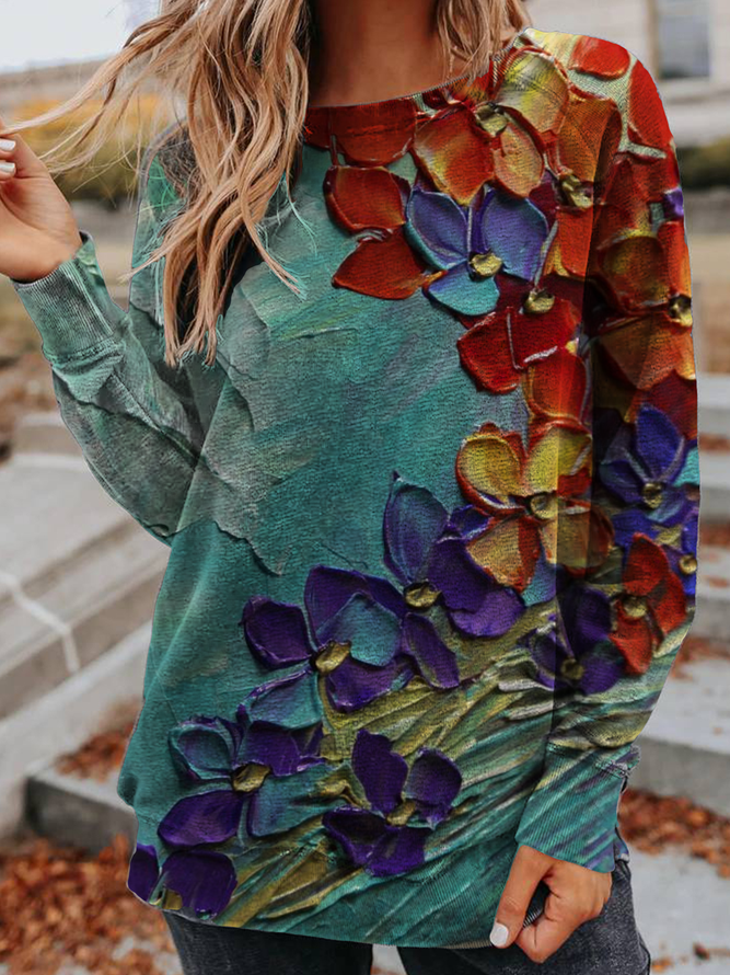 size Printed Long Sleeve Swea...