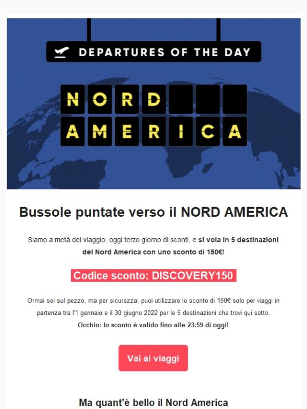 150€ di sconto per il Nord America - solo per 24 ore!