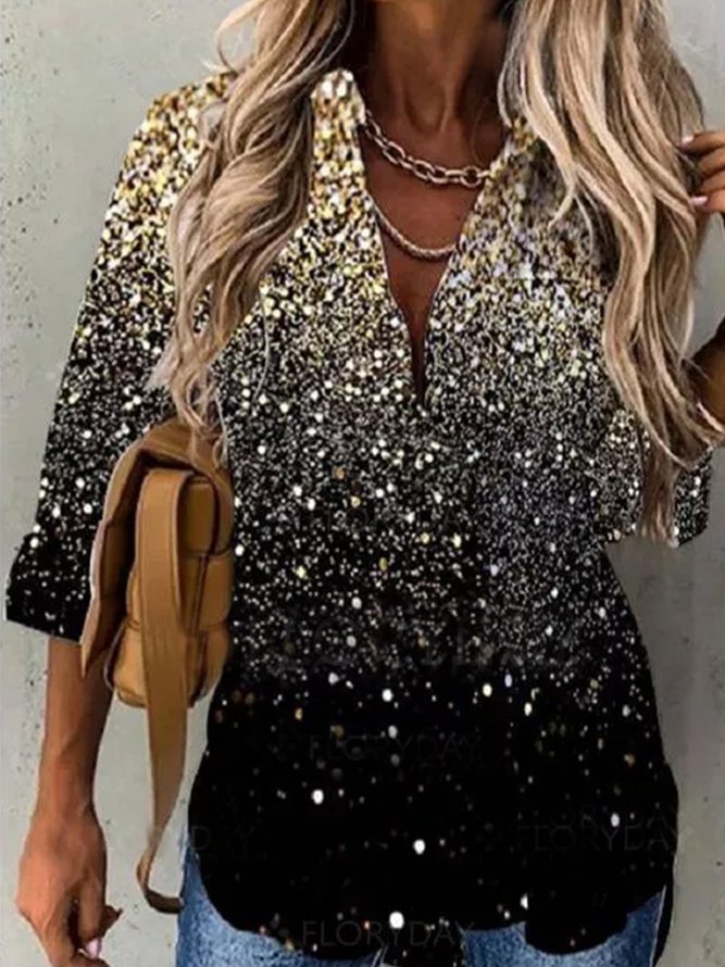 Shirt Collar Ombre Shirts & T...