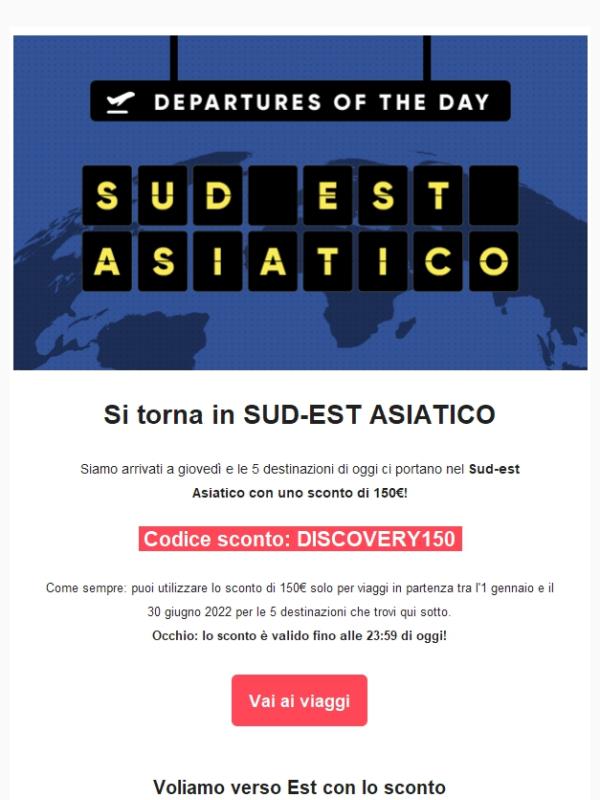 In Sud Est Asiatico con 150€ di sconto!