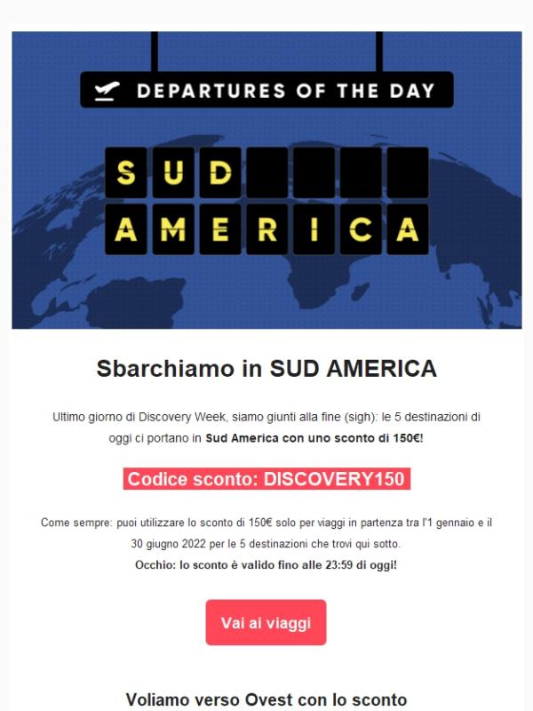 150€ per queste 5 destinazioni del SUD AMERICA!