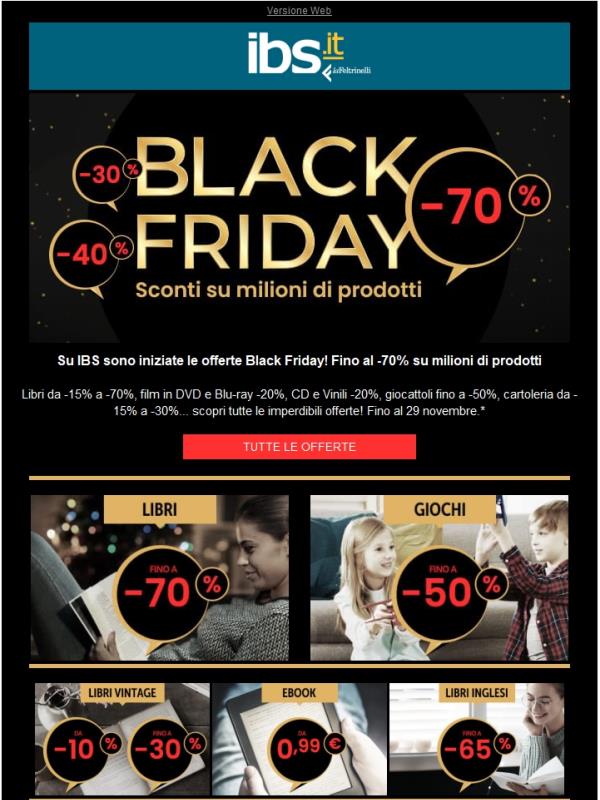 Inizia oggi il Black Friday! Fino a -70% su milioni di prodotti
