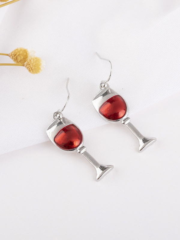 creative wine bottle cup earr...
