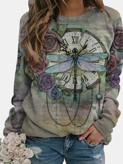 Floral Print Long Sleeve Swea...