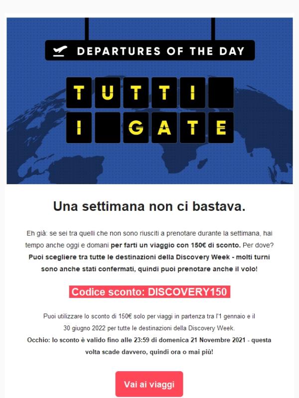 Discovery Week...END: tutte le destinazioni con 150€ di sconto!