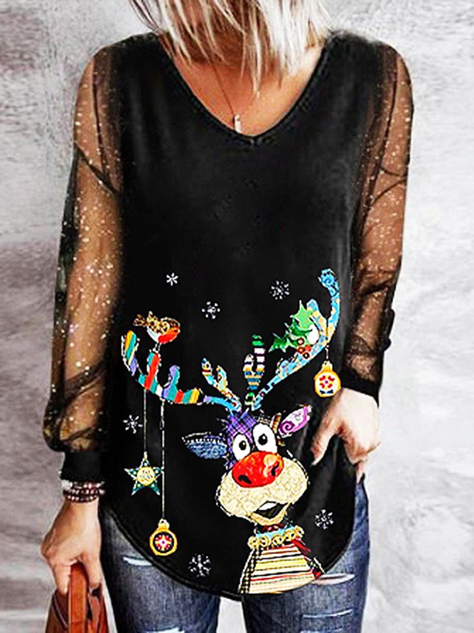 Neck Christmas Deer Shirts & ...