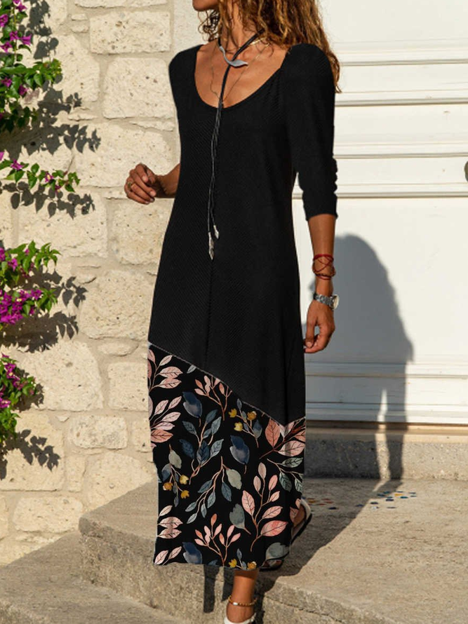 Sleeve Casual Crew Neck Dress...