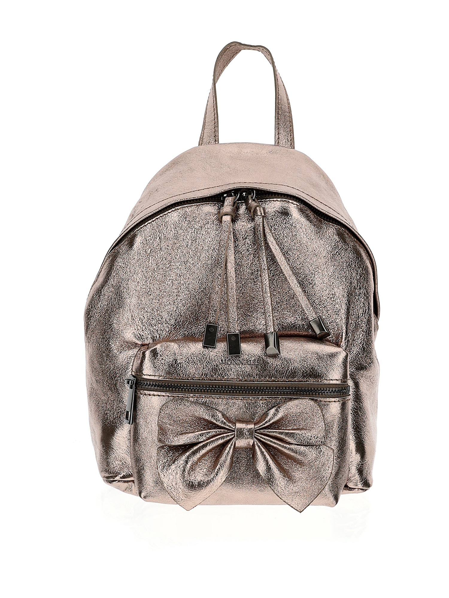 Leather backpack with maxi pocket