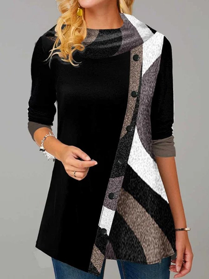Loosen Patchwork Casual Shirt...