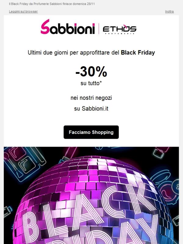 Ancora due giorni -30% su tutto da Profumerie Sabbioni | Jekoo