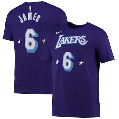 T-shirt con nome e numero Nike City Edition dei Los Angeles Lakers - Lebron James - Uomo