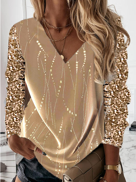 Party Loosen V Neck Shirts & ...