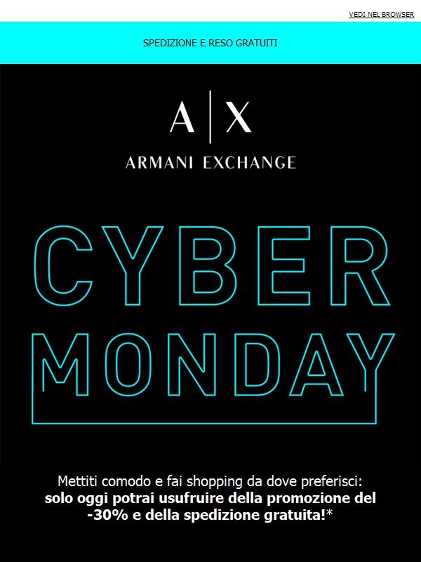 Armani Exchange: CYBER MONDAY: -30% e spedizione gratuita | Jekoo