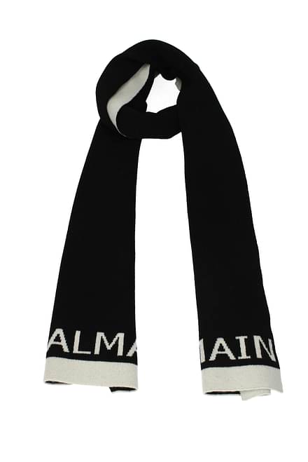 Balmain Scarves Men Wool Black Beige