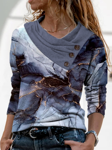 Neck Casual Abstract Sweatshi...