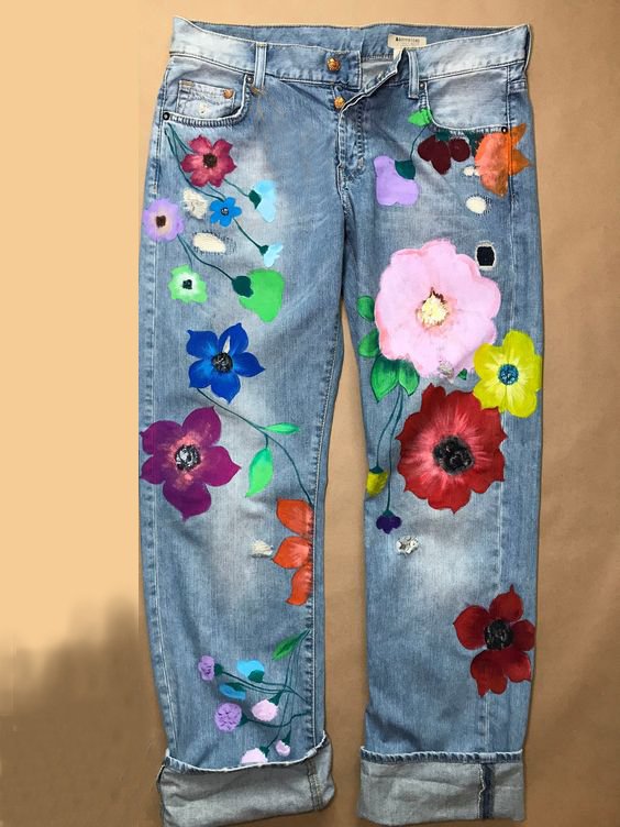 Fashion Denim Floral Casual P...