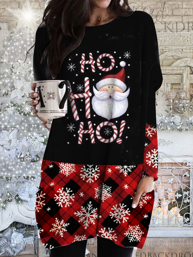 Plaid Santa elastic knitted d...