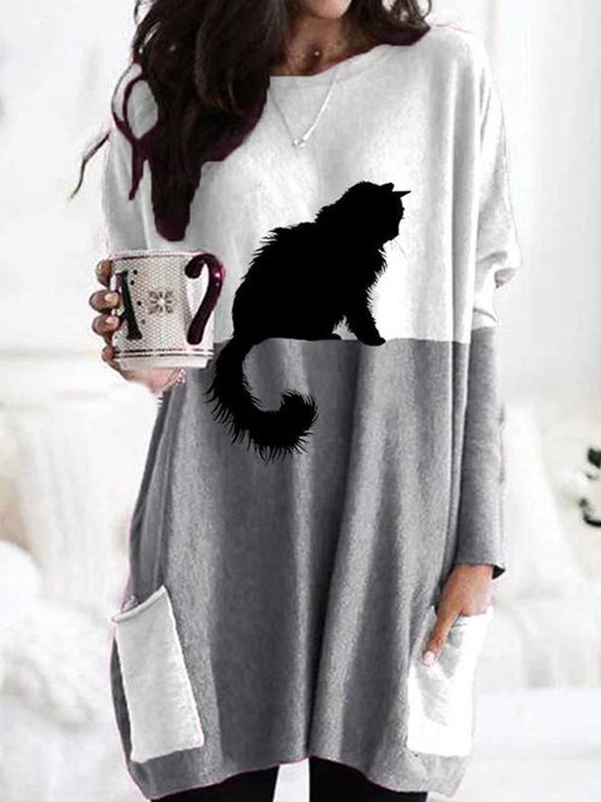 multi-pocket round neck knitt...