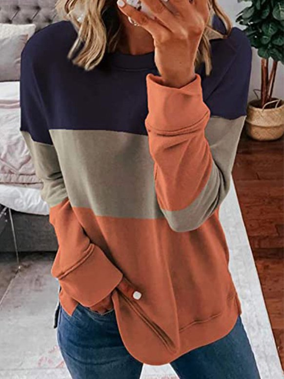 Sleeve Crew Neck Casual Sweat...