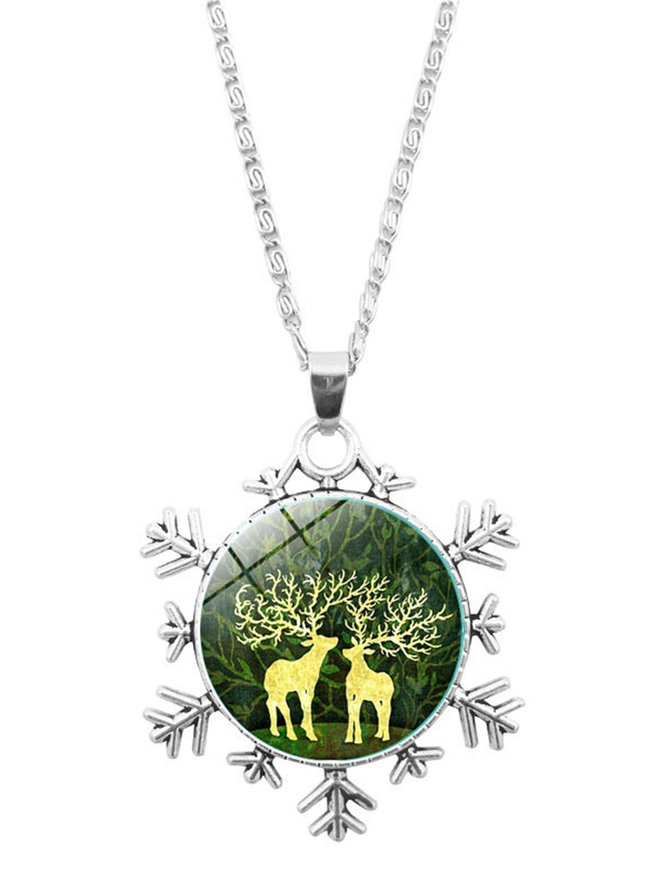 Christmas Elk Snowflake Neckl...