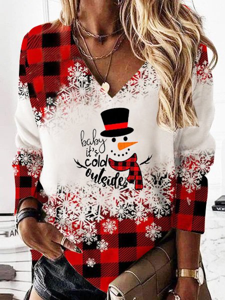 Christmas Snowman Loosen Swea...