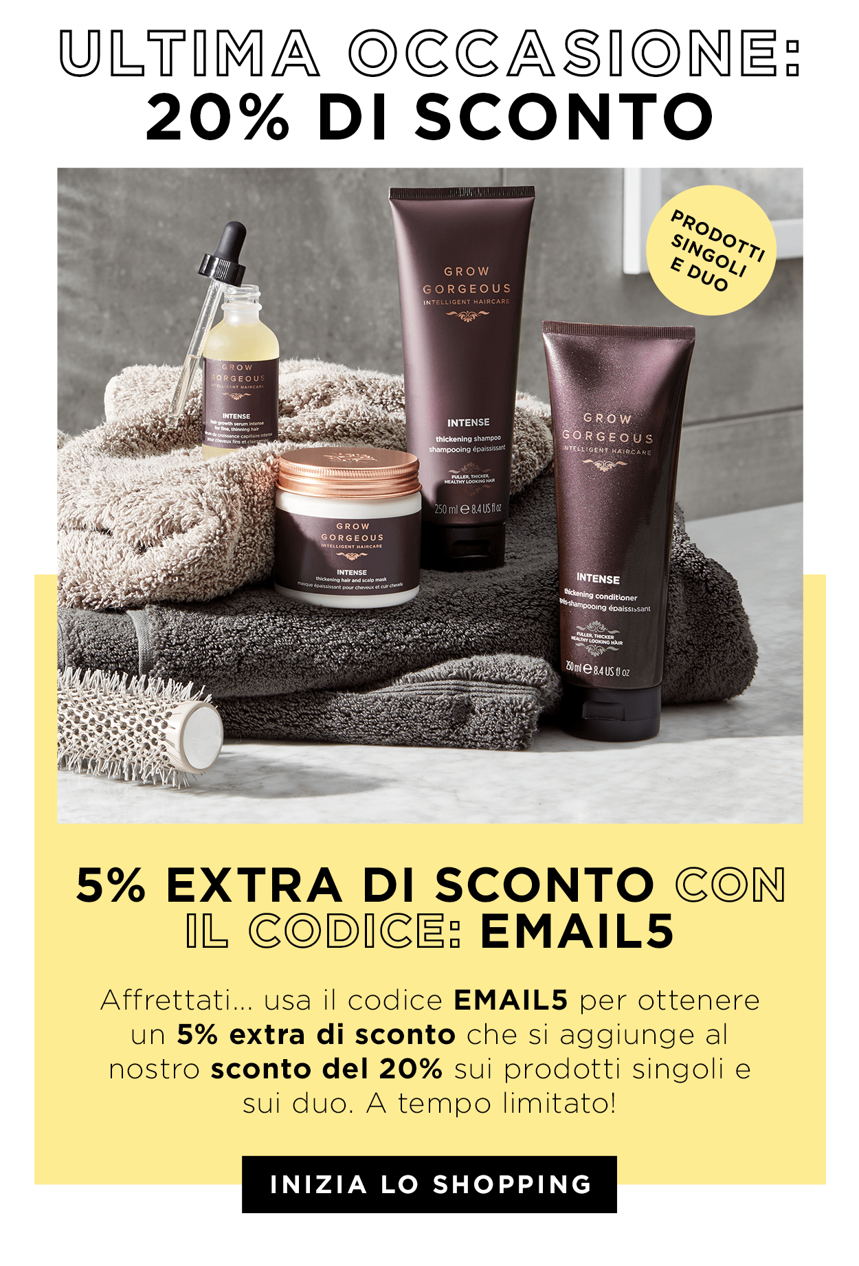 20% di sconto + 5% di sconto esclustivo con il codice EMAIL5