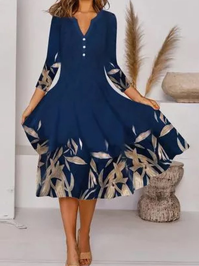   Elegant Loosen Floral Dress...