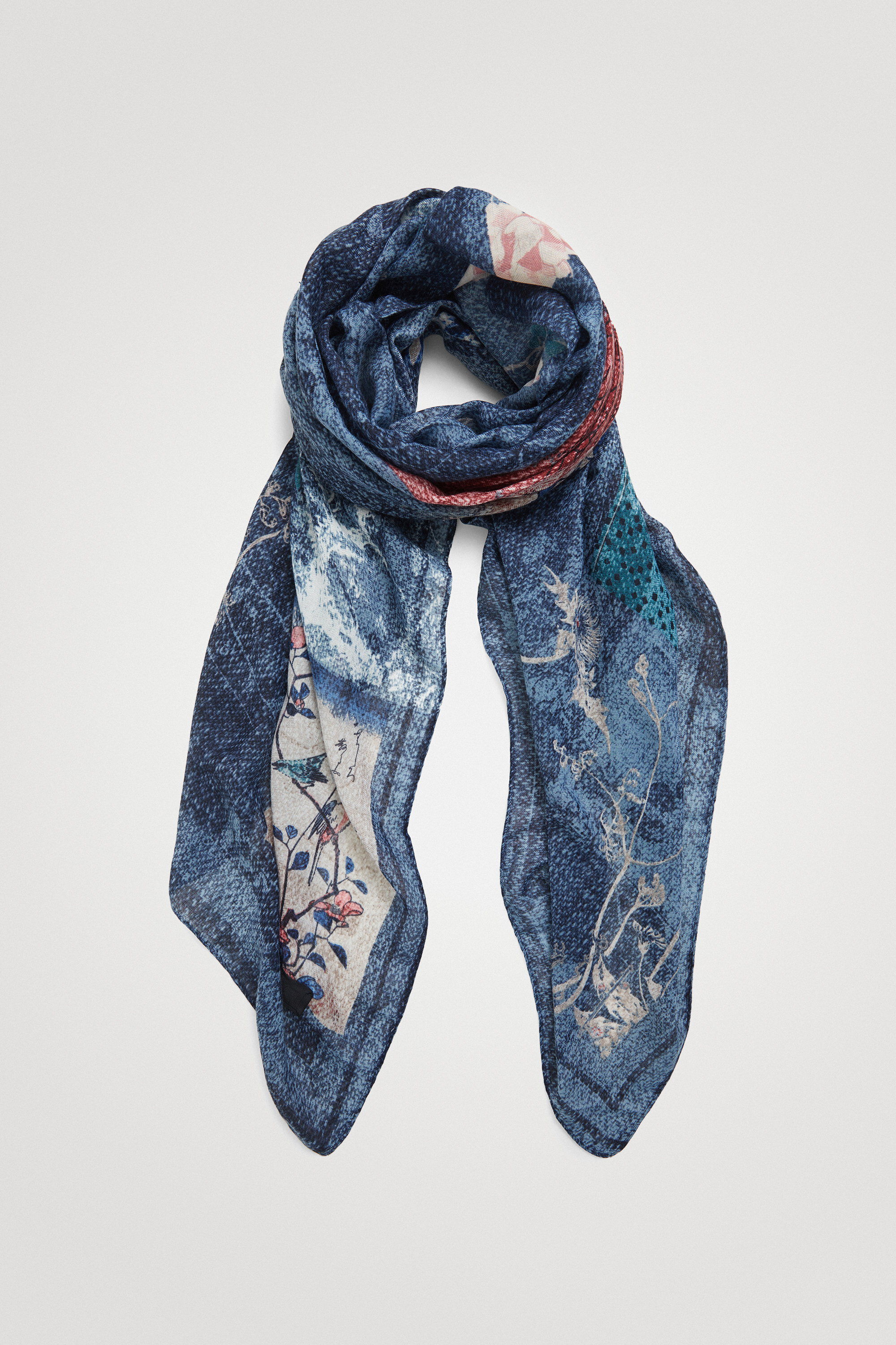 Foulard rettangolare effetto denim